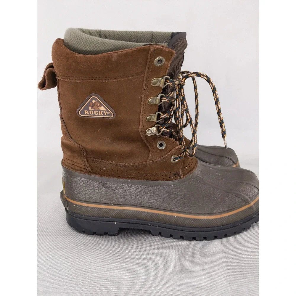 Rocky Snow Boots Men 9 Brown 200g Thinsulate Insulated Leather Duck‎ Boots